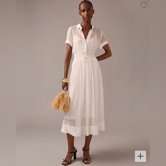 NWT J.Crew Size 6 White Elena shirtdress In Chiffon - Picture 3 of 16